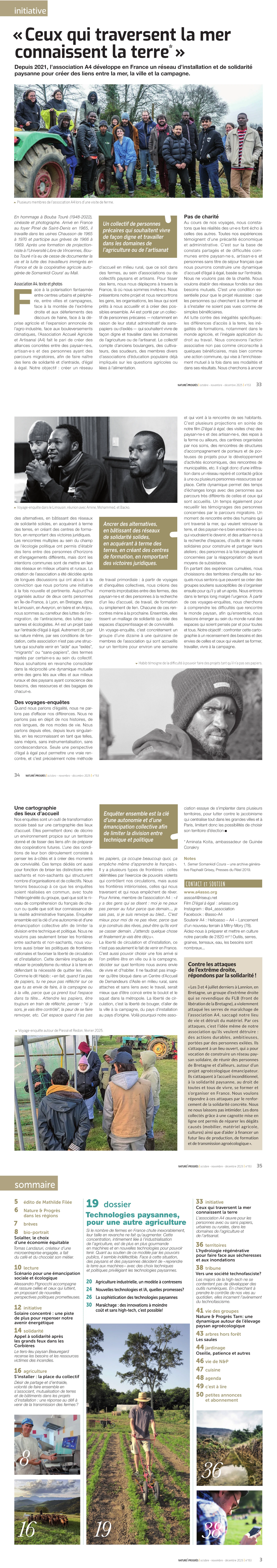 Sommaire et article en libre accès de la revue Nature & Progrès d'octobre 2025