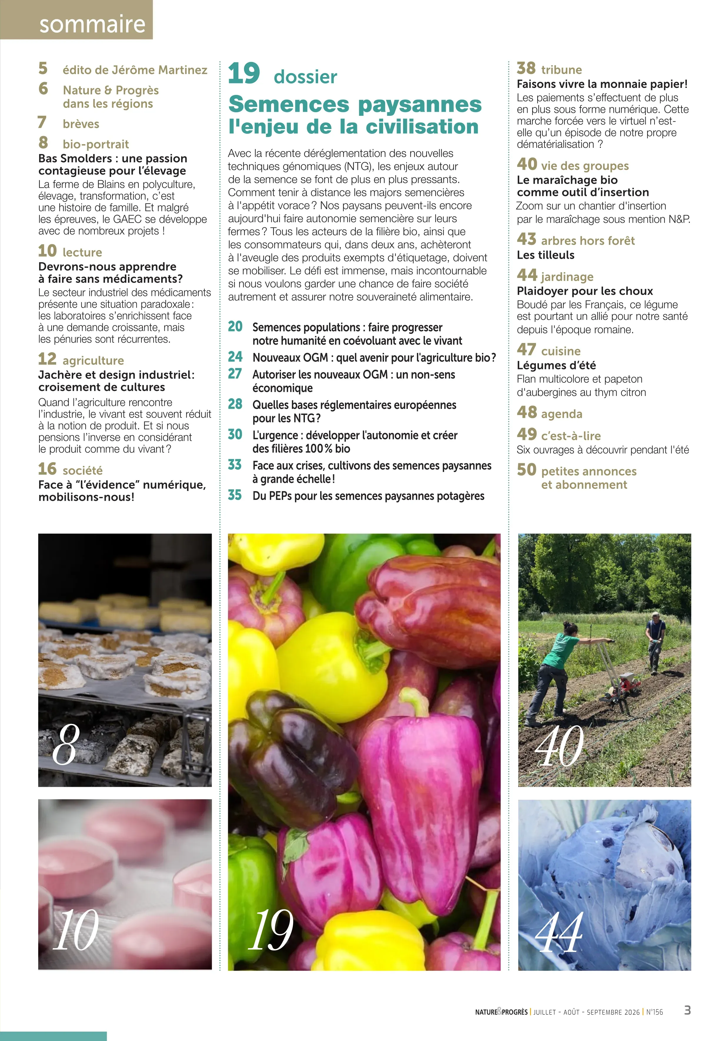 Sommaire Nature et Progr&egrave;s 156 Semences paysannes